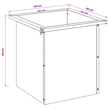 Garden Planter with LED 2 pcs Black 40 x 40 x 40 cm Steel