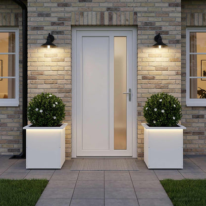 Garden Planter with LED 2 pcs White 40 x 40 x 40 cm Steel