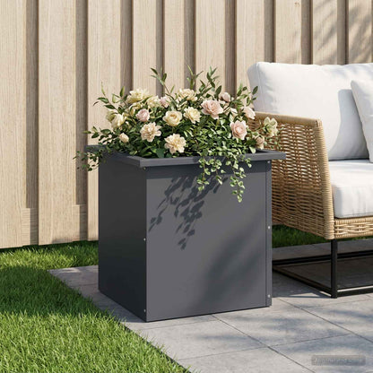 Garden Planter with LED Antracite 40 x 40 x 40 cm Steel