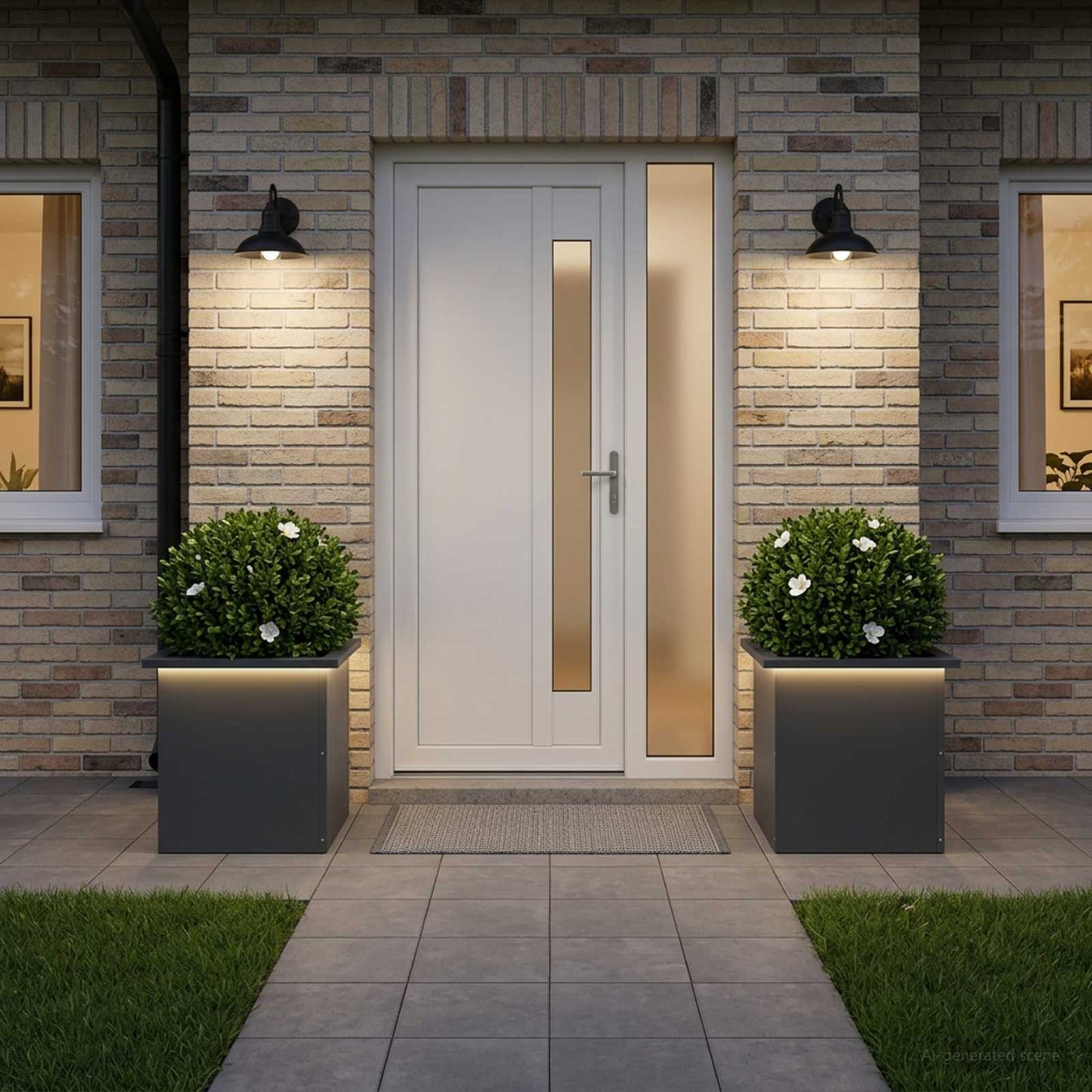 Garden Planter with LED 2 pcs Antracite 40 x 40 x 40 cm Steel