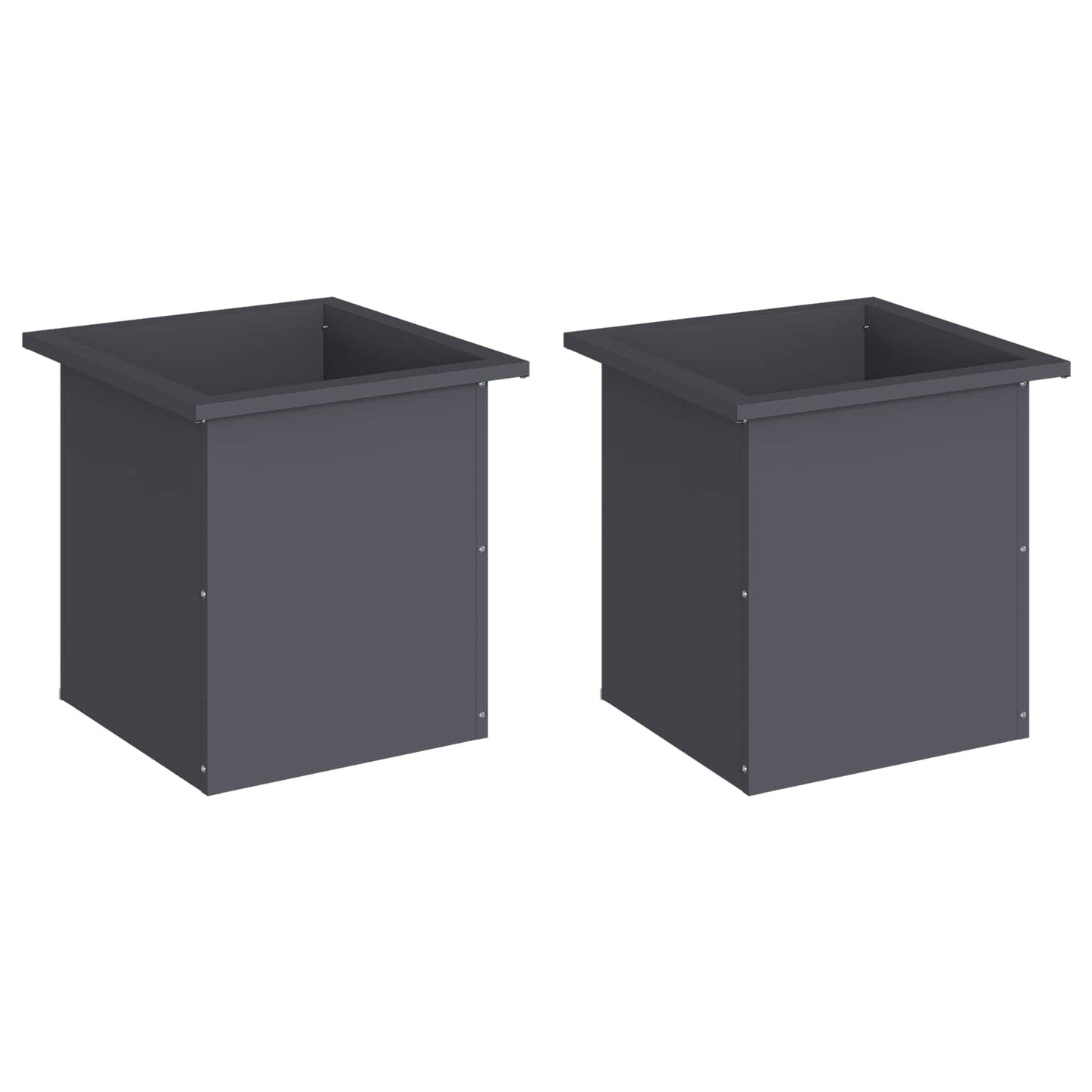 Garden Planter with LED 2 pcs Antracite 40 x 40 x 40 cm Steel