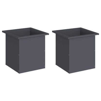 Garden Planter with LED 2 pcs Antracite 40 x 40 x 40 cm Steel