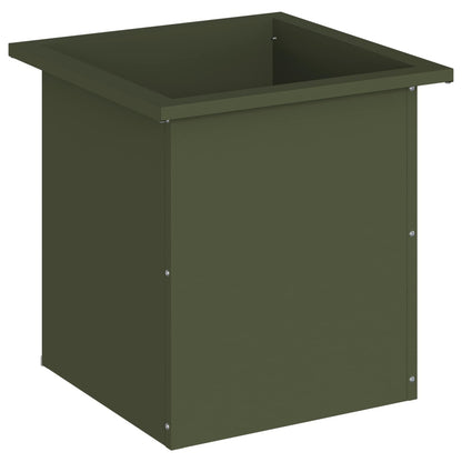 Garden Planter with LED Olive Green 40 x 40 x 40 cm Steel