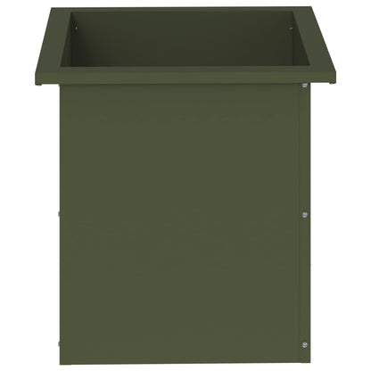 Garden Planter with LED Olive Green 40 x 40 x 40 cm Steel