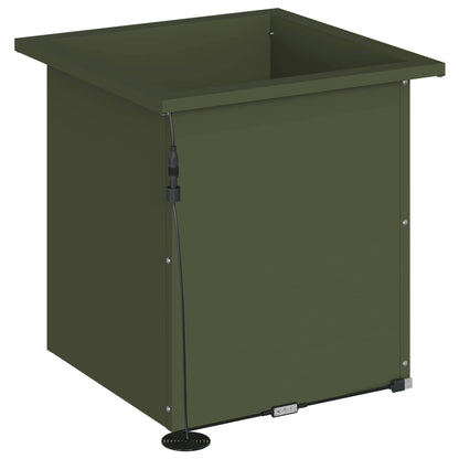 Garden Planter with LED 2 pcs Olive Green 40 x 40 x 40 cm Steel