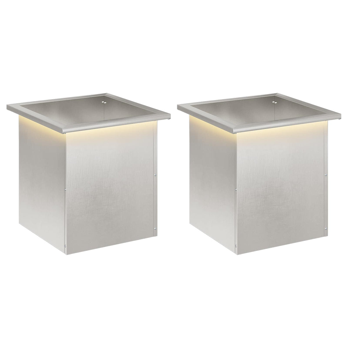 Garden Planter with LED 2 pcs Silver 40 x 40 x 40 cm