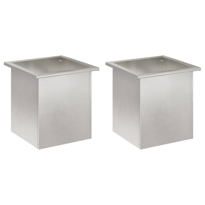 Garden Planter with LED 2 pcs Silver 40 x 40 x 40 cm