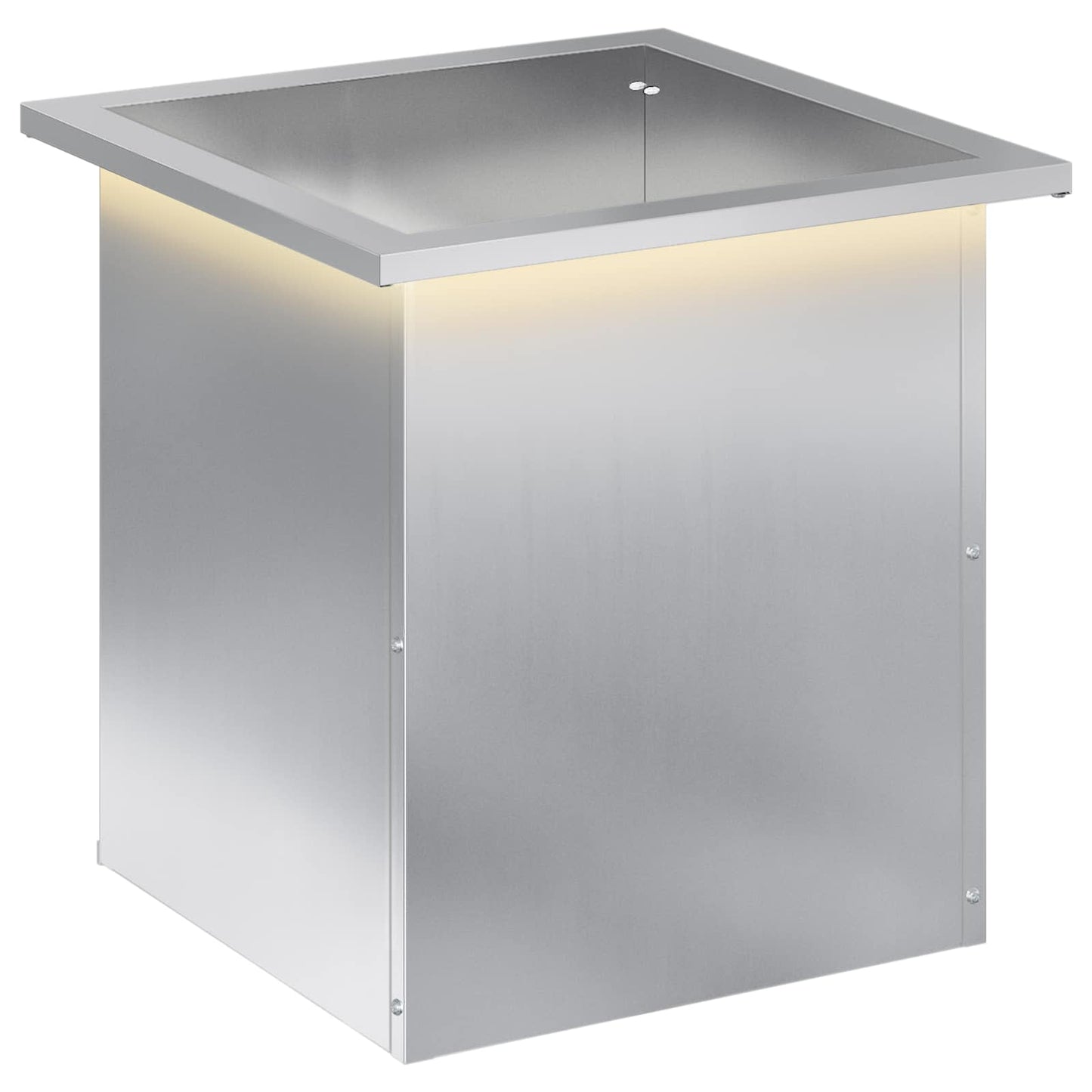Garden Planter with LED Silver 40 x 40 x 40 cm Galvanised Steel
