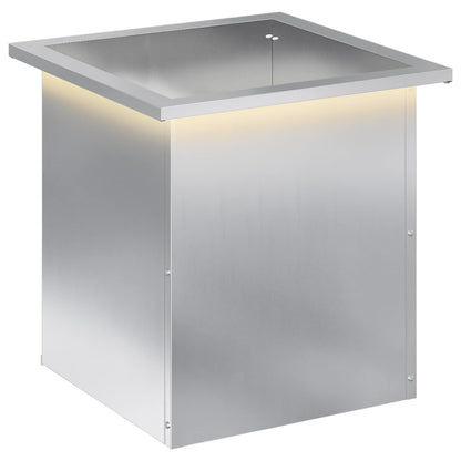 Garden Planter with LED Silver 40 x 40 x 40 cm Galvanised Steel