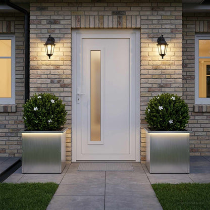 Garden Planter with LED 2 pcs Silver 40 x 40 x 40 cm
