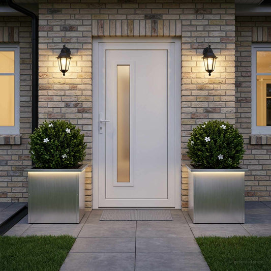 Garden Planter with LED 2 pcs Silver 40 x 40 x 40 cm