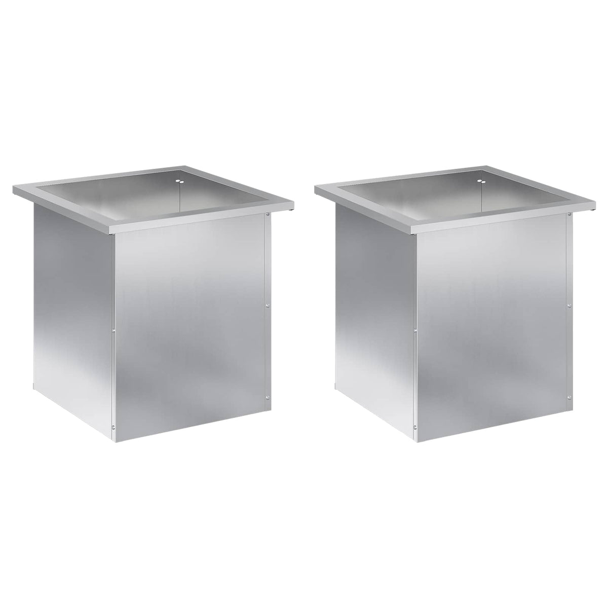 Garden Planter with LED 2 pcs Silver 40 x 40 x 40 cm