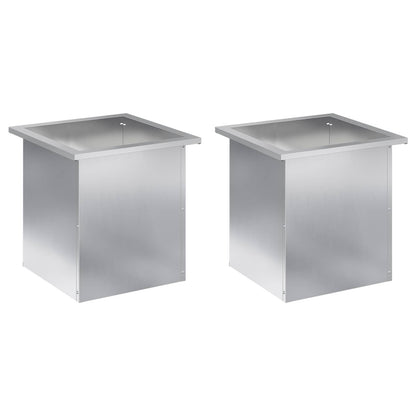 Garden Planter with LED 2 pcs Silver 40 x 40 x 40 cm