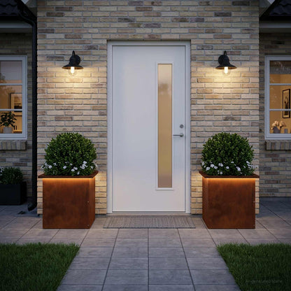 Garden Planter with LED 2 pcs Rusty 40 x 40 x 40 cm