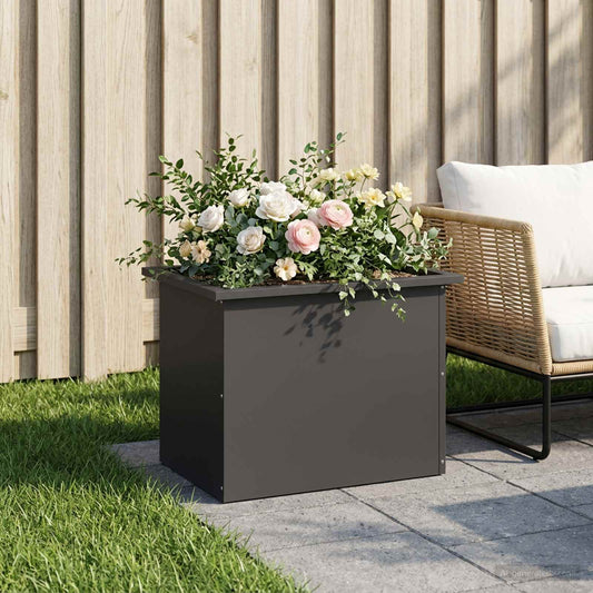 Garden Planter with LED Black 40 x 60 x 40 cm Steel