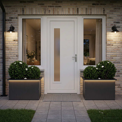 Garden Planter with LED 2 pcs Black 40 x 60 x 40 cm Steel