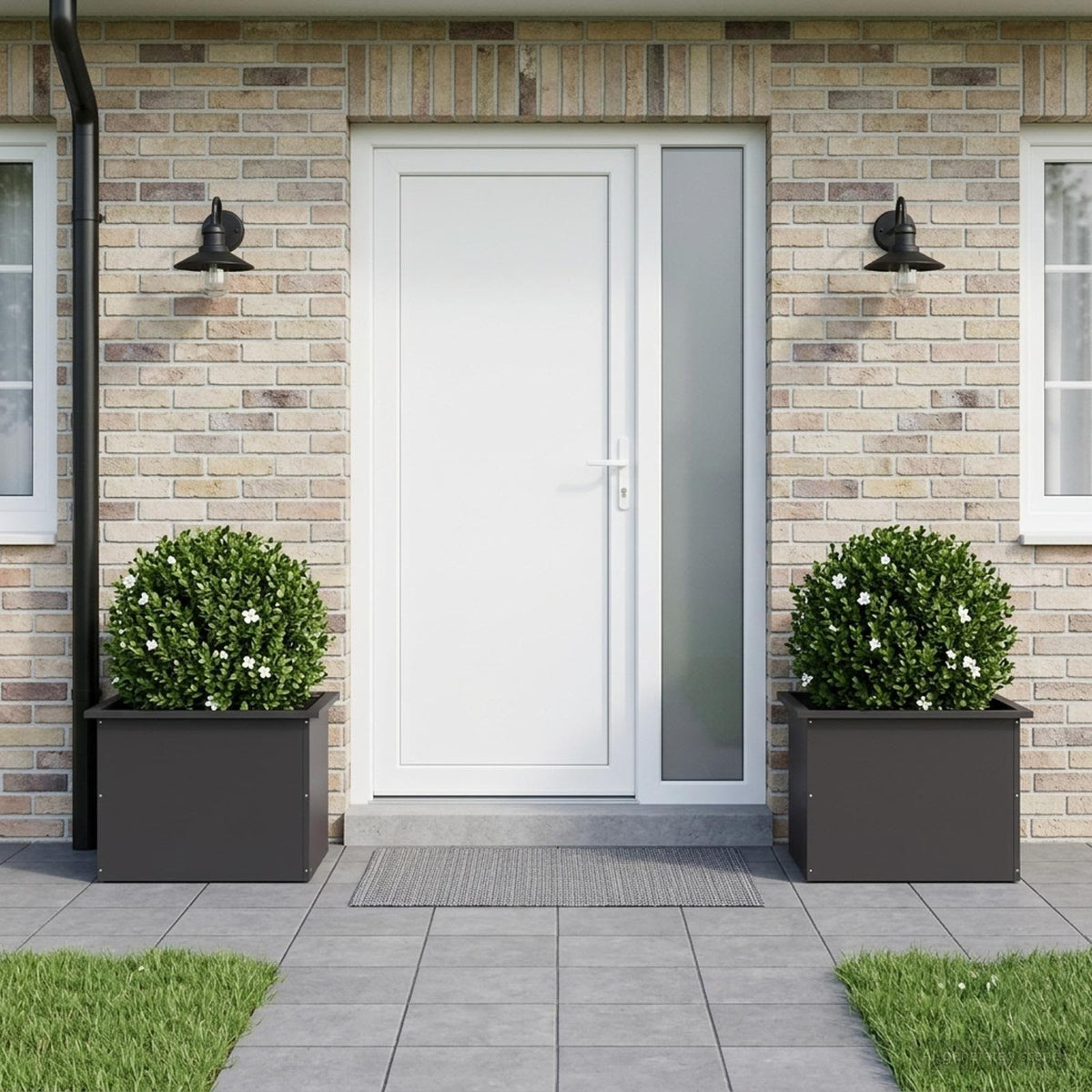 Garden Planter with LED 2 pcs Black 40 x 60 x 40 cm Steel