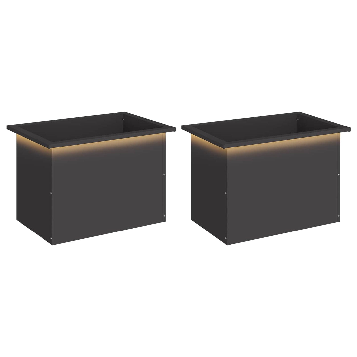 Garden Planter with LED 2 pcs Black 40 x 60 x 40 cm Steel
