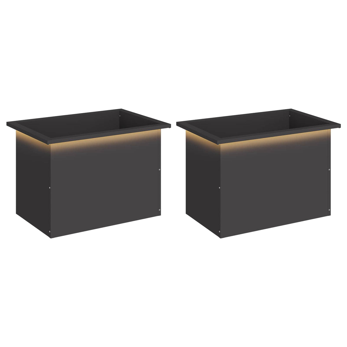Garden Planter with LED 2 pcs Black 40 x 60 x 40 cm Steel