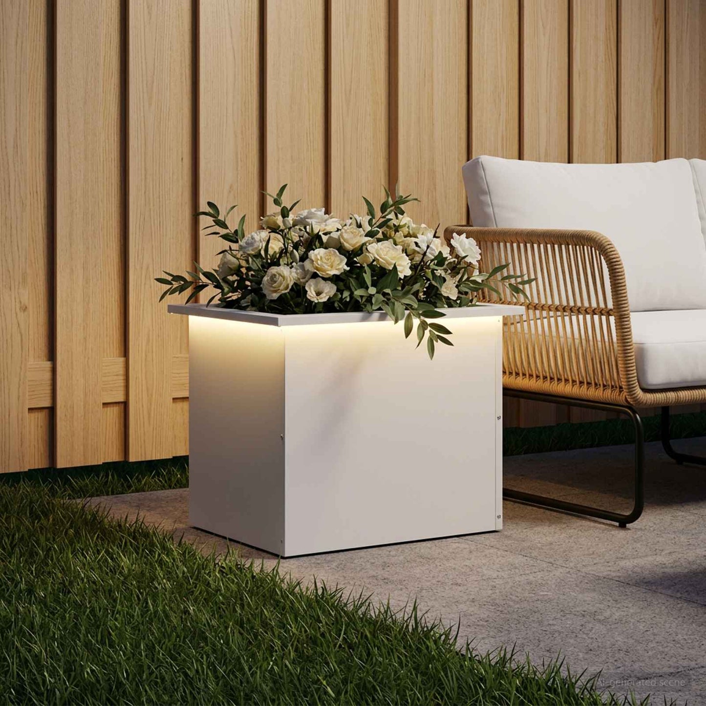 Garden Planter with LED White 40 x 60 x 40 cm Steel