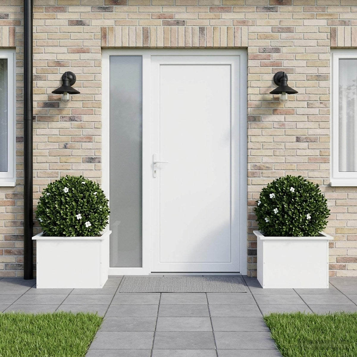 Garden Planter with LED 2 pcs White 40 x 60 x 40 cm Steel