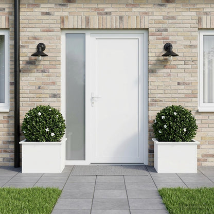 Garden Planter with LED 2 pcs White 40 x 60 x 40 cm Steel