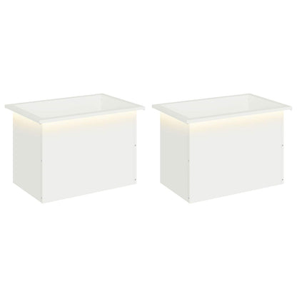 Garden Planter with LED 2 pcs White 40 x 60 x 40 cm Steel