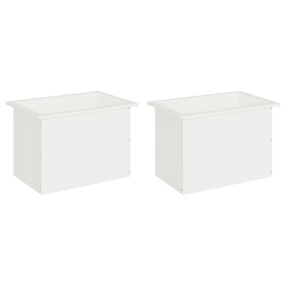 Garden Planter with LED 2 pcs White 40 x 60 x 40 cm Steel
