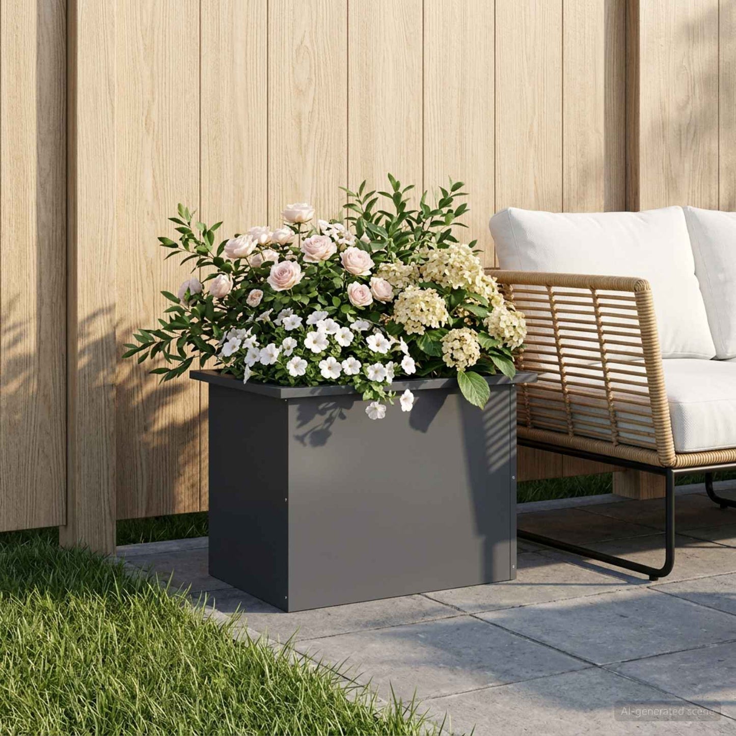 Garden Planter with LED Antracite 40 x 60 x 40 cm Steel
