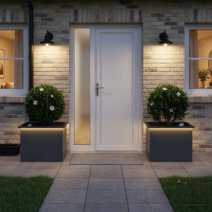 Garden Planter with LED 2 pcs Antracite 40 x 60 x 40 cm Steel