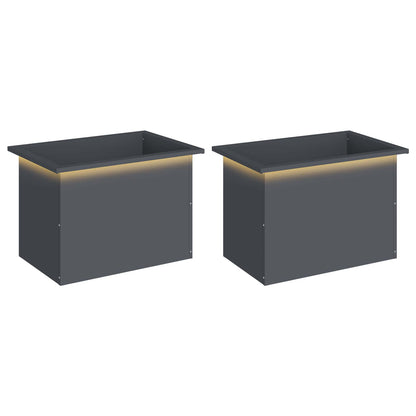Garden Planter with LED 2 pcs Antracite 40 x 60 x 40 cm Steel