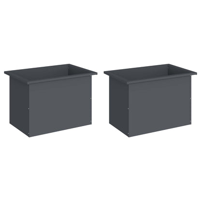 Garden Planter with LED 2 pcs Antracite 40 x 60 x 40 cm Steel