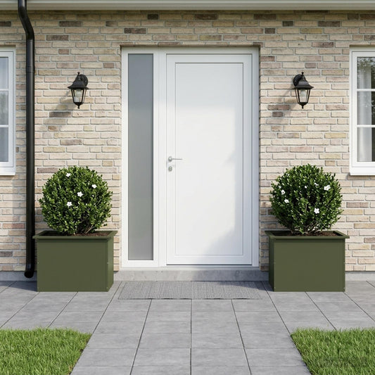 Garden Planter with LED 2 pcs Olive Green 40 x 60 x 40 cm Steel