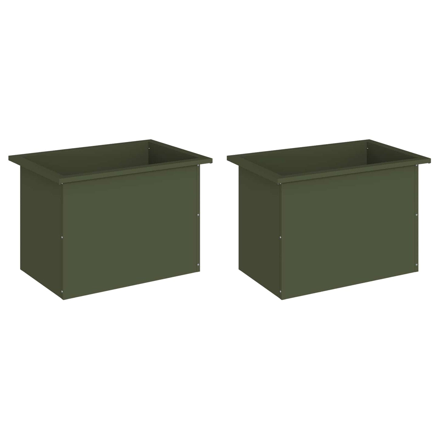 Garden Planter with LED 2 pcs Olive Green 40 x 60 x 40 cm Steel
