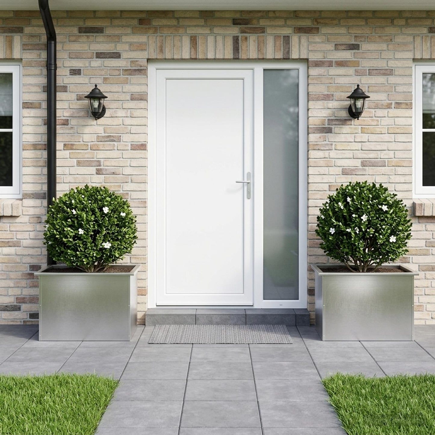 Garden Planter with LED 2 pcs Silver 40 x 60 x 40 cm