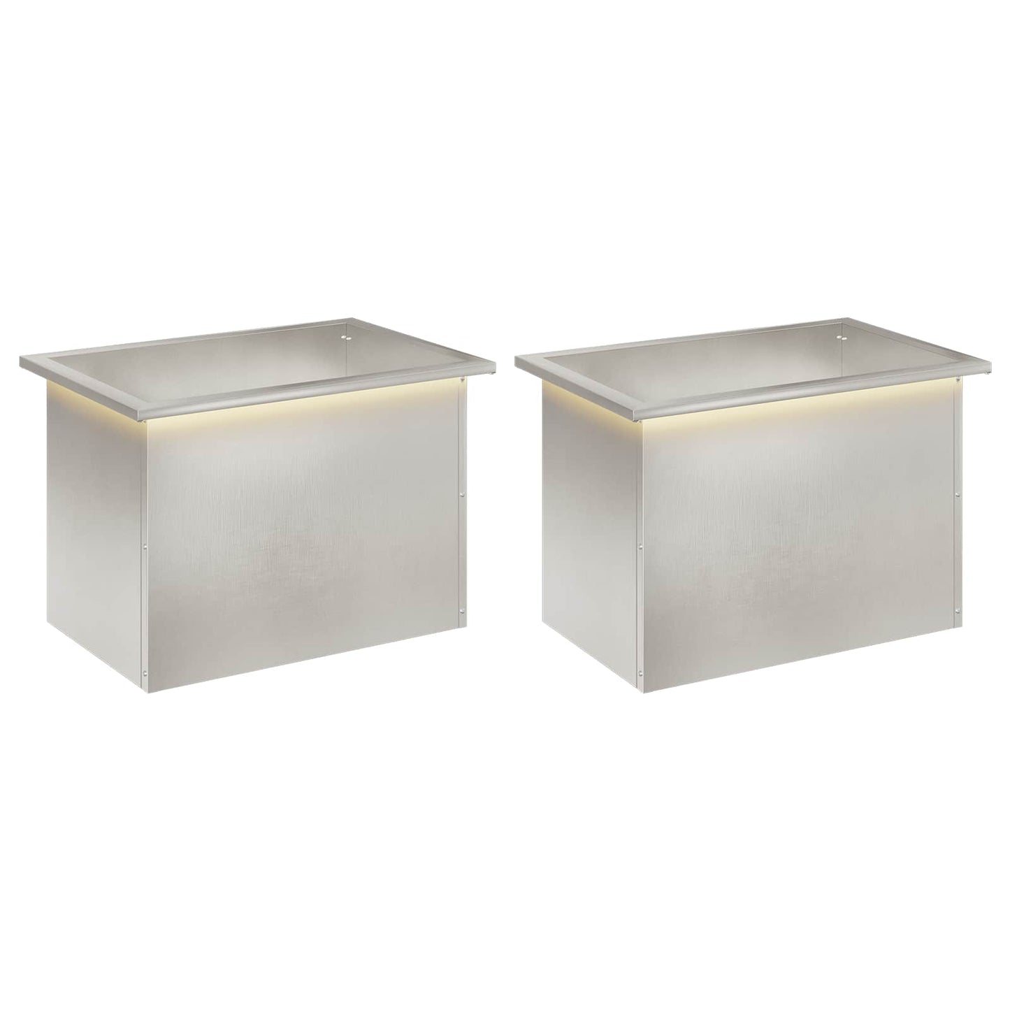 Garden Planter with LED 2 pcs Silver 40 x 60 x 40 cm