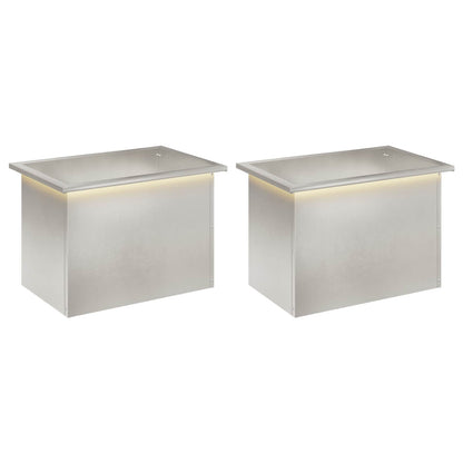 Garden Planter with LED 2 pcs Silver 40 x 60 x 40 cm