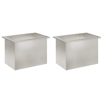 Garden Planter with LED 2 pcs Silver 40 x 60 x 40 cm