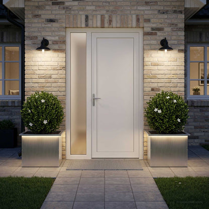 Garden Planter with LED 2 pcs Silver 40 x 60 x 40 cm