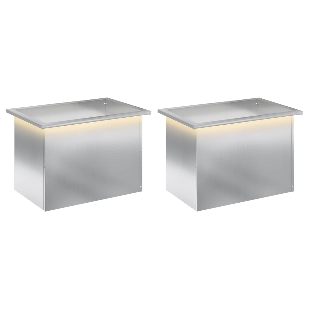 Garden Planter with LED 2 pcs Silver 40 x 60 x 40 cm