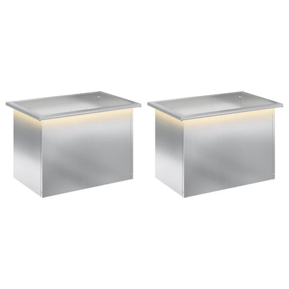 Garden Planter with LED 2 pcs Silver 40 x 60 x 40 cm