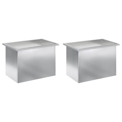 Garden Planter with LED 2 pcs Silver 40 x 60 x 40 cm
