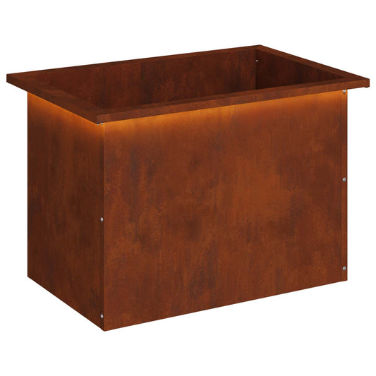 Garden Planter with LED Rusty 40 x 60 x 40 cm Weathering Steel