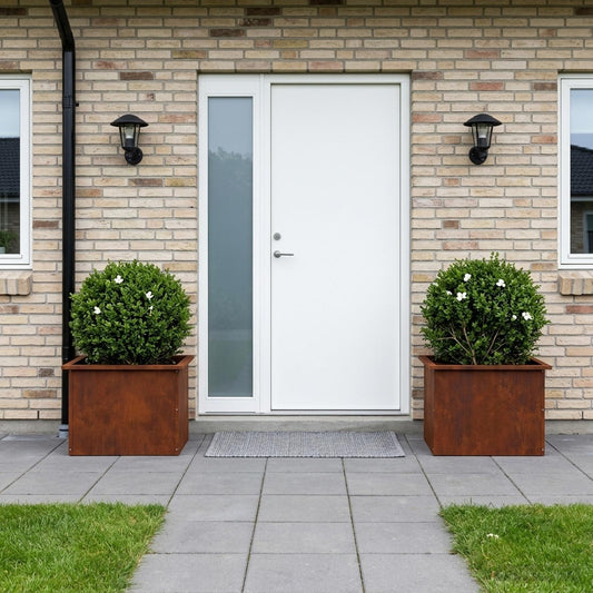 Garden Planter with LED 2 pcs Rusty 40 x 60 x 40 cm