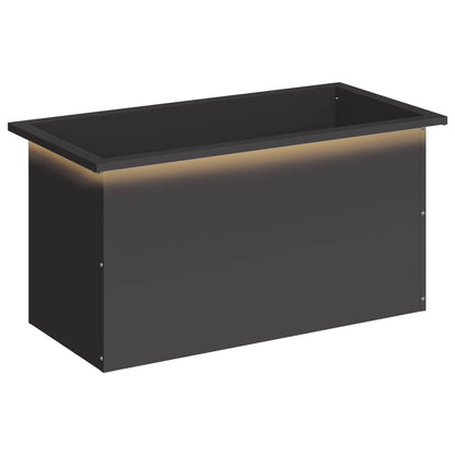 Garden Planter with LED Black 40 x 80 x 40 cm Steel