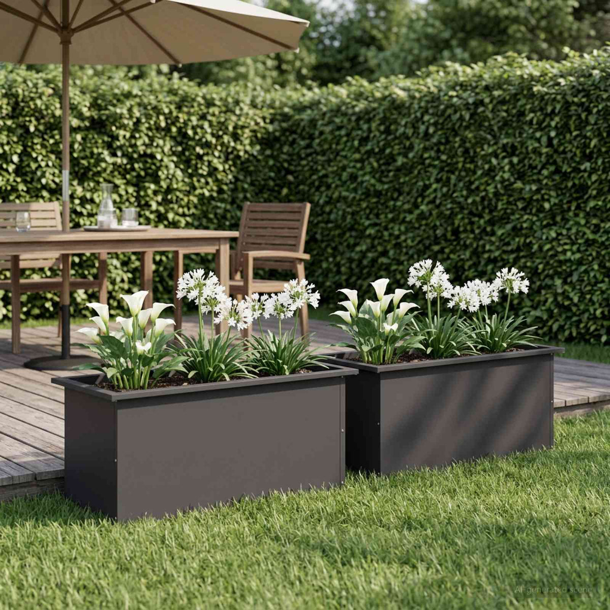 Garden Planter with LED 2 pcs Black 40 x 80 x 40 cm Steel