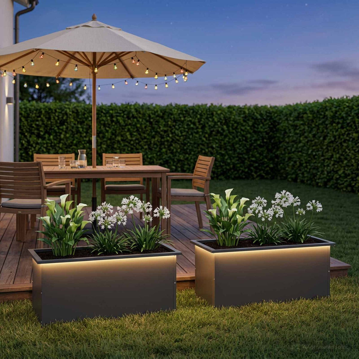 Garden Planter with LED 2 pcs Black 40 x 80 x 40 cm Steel