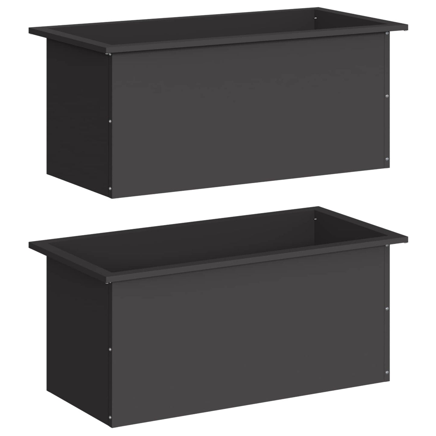 Garden Planter with LED 2 pcs Black 40 x 80 x 40 cm Steel