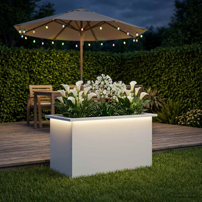 Garden Planter with LED White 40 x 80 x 40 cm Steel