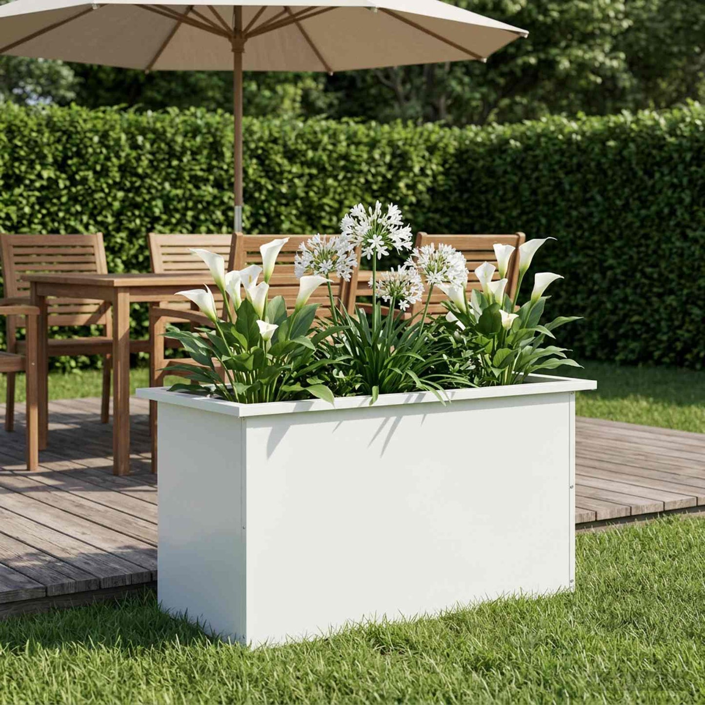 Garden Planter with LED White 40 x 80 x 40 cm Steel